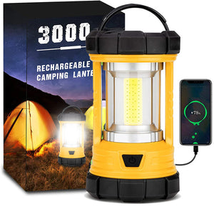 3000 Lumens 360° COB Rechargeable Camping Lantern In Green/Black/Orange