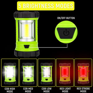 3000 Lumens 360° COB Rechargeable Camping Lantern In Green/Black/Orange