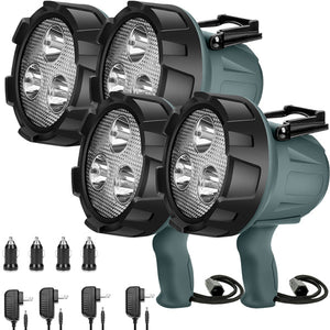 6000 Lumens LED Rechargeable Spotlight 4 Pack
