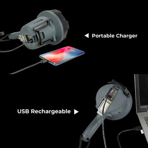 6000 Lumens LED Rechargeable Spotlight USB Charger