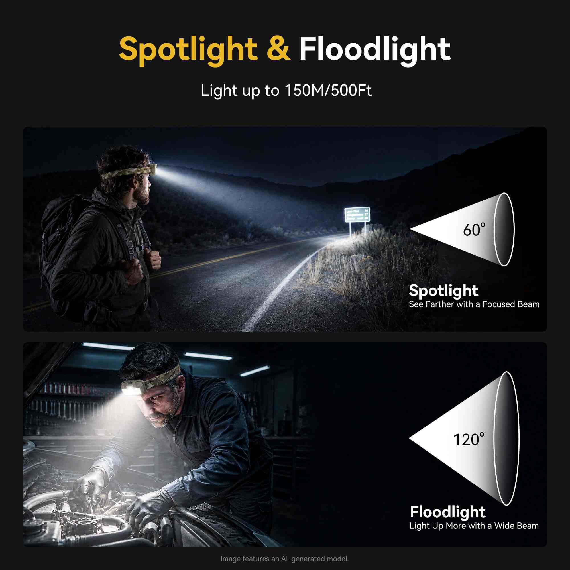 Hokolite HOKOILN R1 XPG spotlight headlamp for long-distance lighting