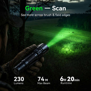 T1 - Three Color 2060LM Long Throw High-Performance Rechargeable Hunting Flashlight for Outdoor & Hunting