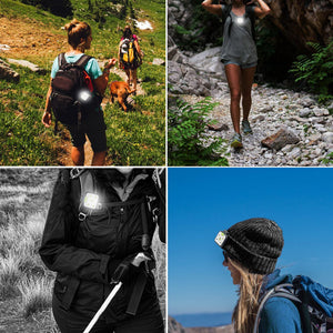 Waterproof Night Running Light With Clip On Flashlight In use