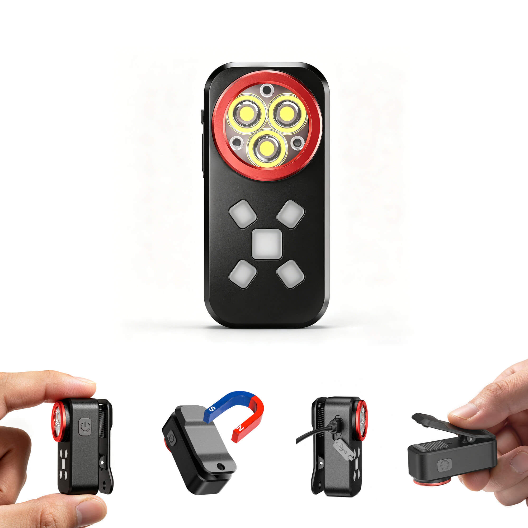 Hokolite YZONI R3 clip light attached to backpack for outdoor use
