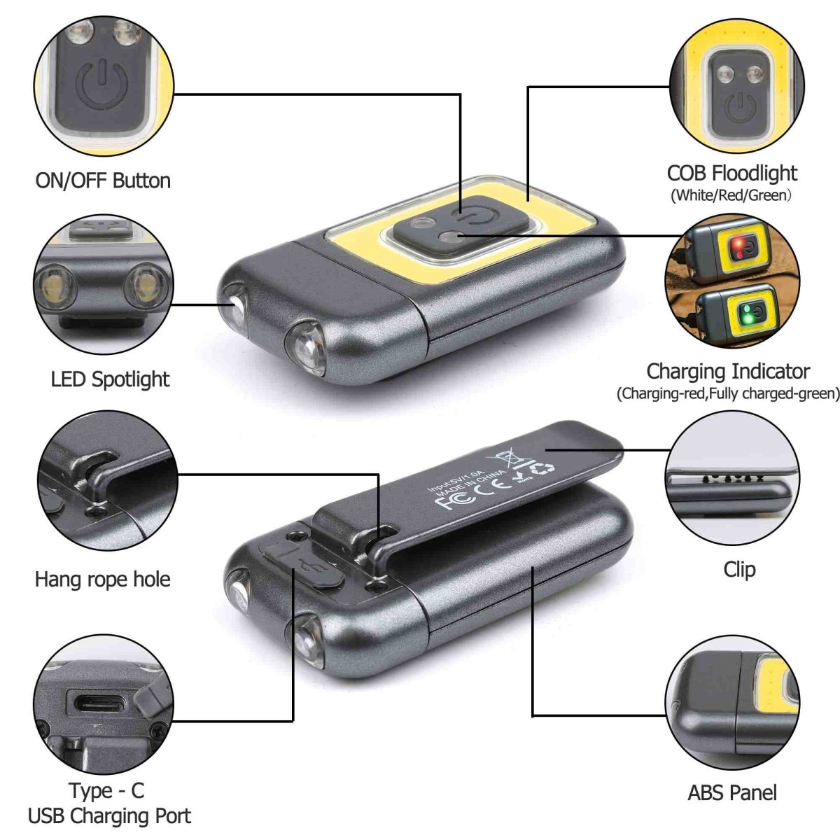 HOKOLITE 0084 - 200 Lumen Clip On Running Light -