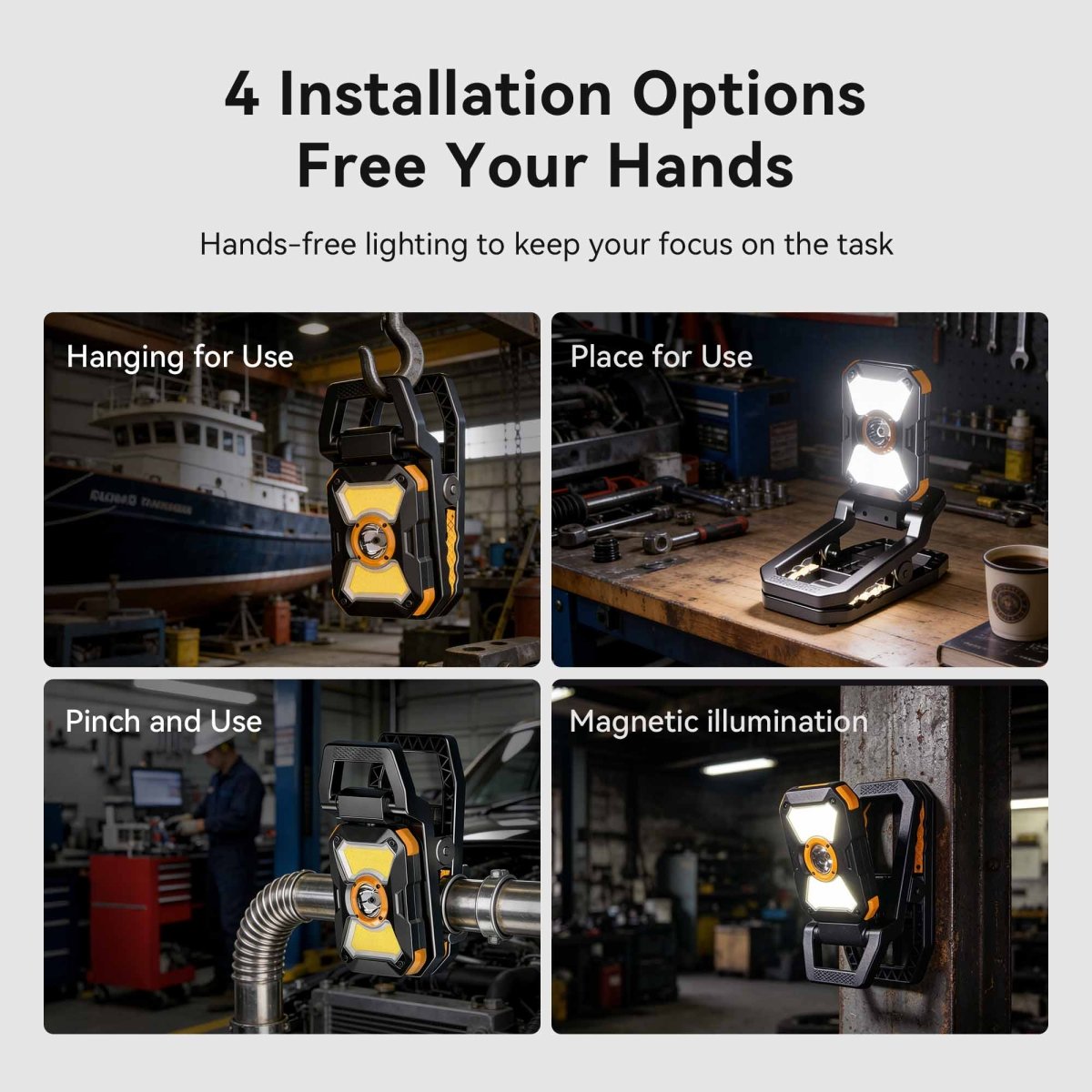 HOKOLITE ADELANTE W3 - 2100LM Clamp Magnetic Work Light -
