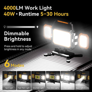 Hokolite Yonzi W5 delivers 4000 lumens with 3-in-1 versatility. Magnetic base, IPX4, USB-C. Perfect for garage and jobsite use.