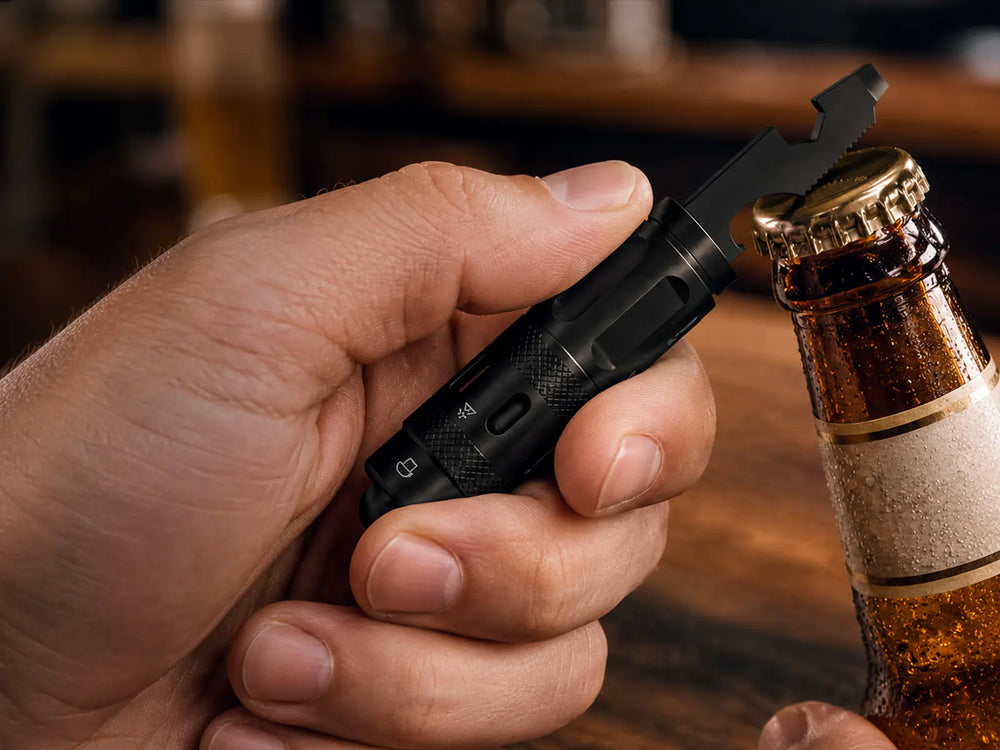 CLAKAP P5 bottle opener in use