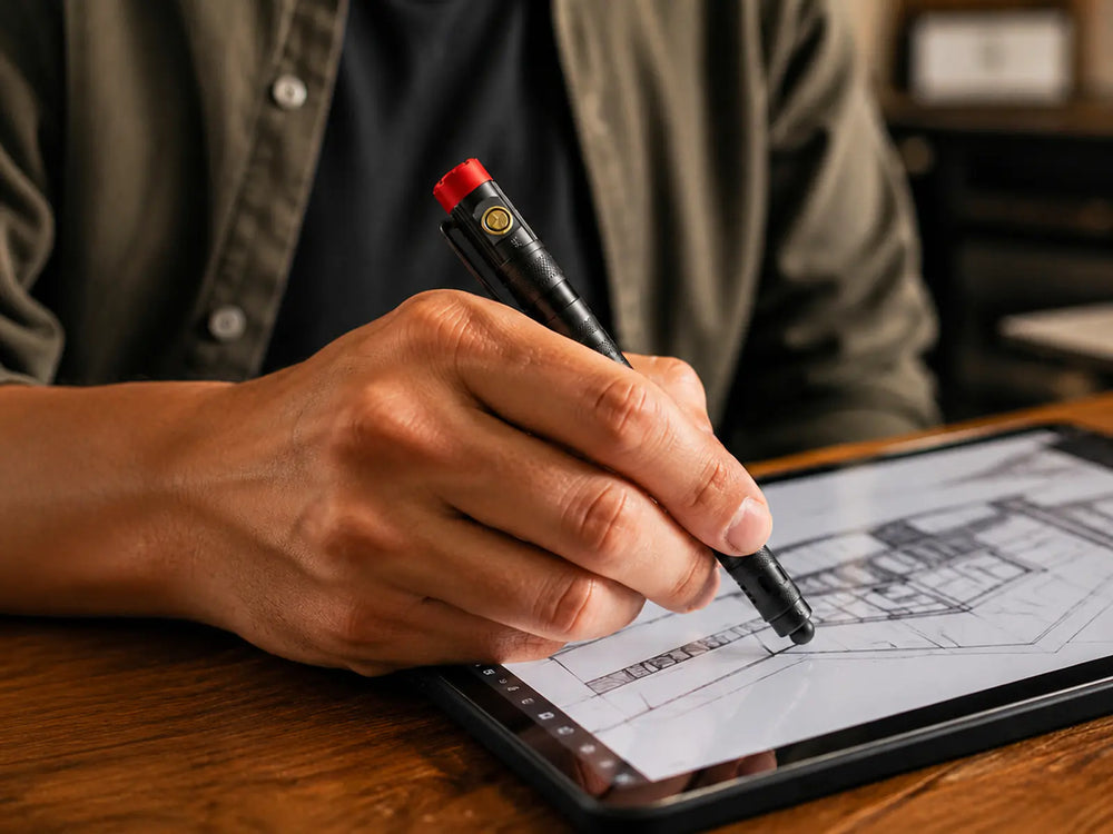 CLAKAP P5 touchscreen stylus in use