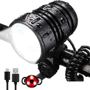 Hokolite 2000 Lumens Waterproof Rechargeable LED Bike Light With Bicycle Safety Lights