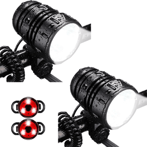 Hokolite 2000 Lumens Waterproof Rechargeable LED Bike Light With Bicycle Safety Lights 2 pack
