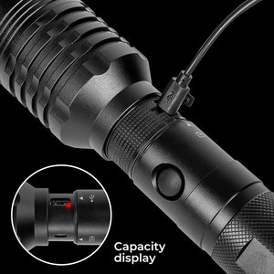 Hokolite brightest rechargeable flashlight capacity display