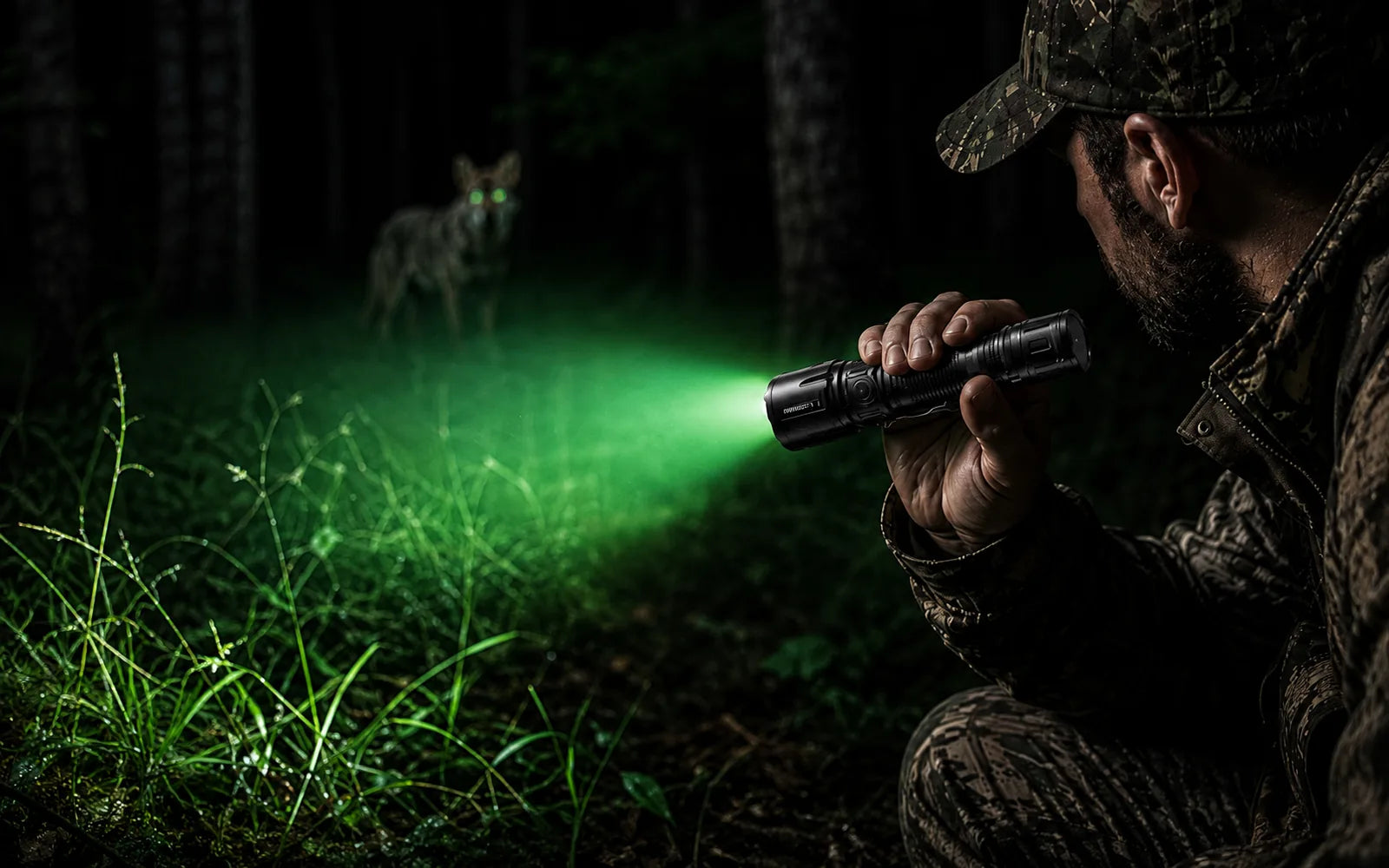 HOKOLITE T1 green beam providing contrast outdoors