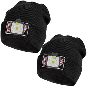 LED Beanie Hat Headlamp - Black 2 Pack