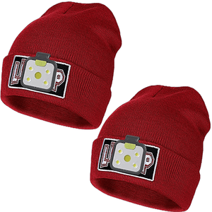 LED Beanie Hat Headlamp - Red 2 Pack