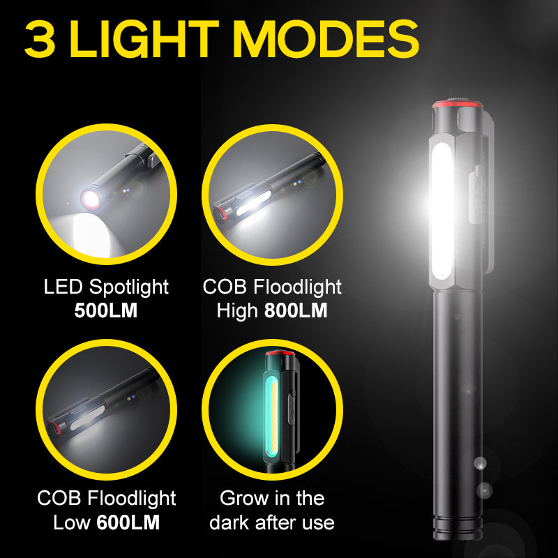Hokolite-3-light-modes-800-Lumens-Rechargeable-Dual-Light-Pen-Flashlight-with-Magnetic