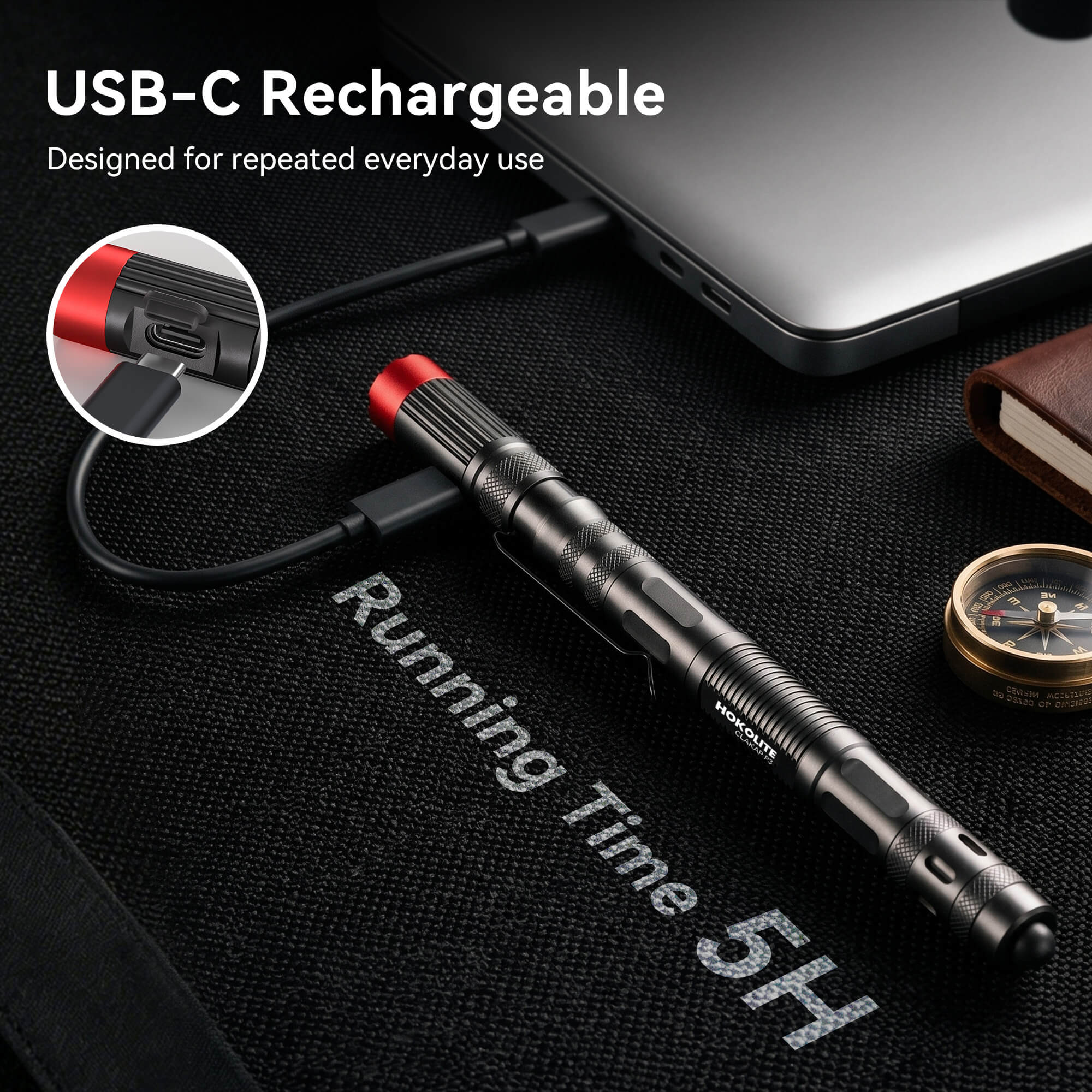 HOKOLITE CLAKAP P5 7-in-1 Rechargeable Multitool Pen Light for Inspection & Emergency