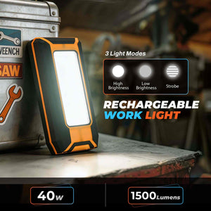 HOKOLITE 0063 - 1500 Lumen Rechargeable 3 Modes Magnetic Work Light