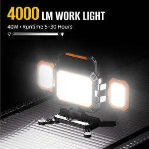 4000 Lumens 3-in-1 Rechargeable Work Light for Garage Workshop Jobsite YZONI W5