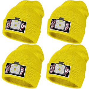 LED Beanie Hat Headlamp - Yellow 4 Pack