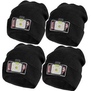 LED Beanie Hat Headlamp - Black 4 Pack