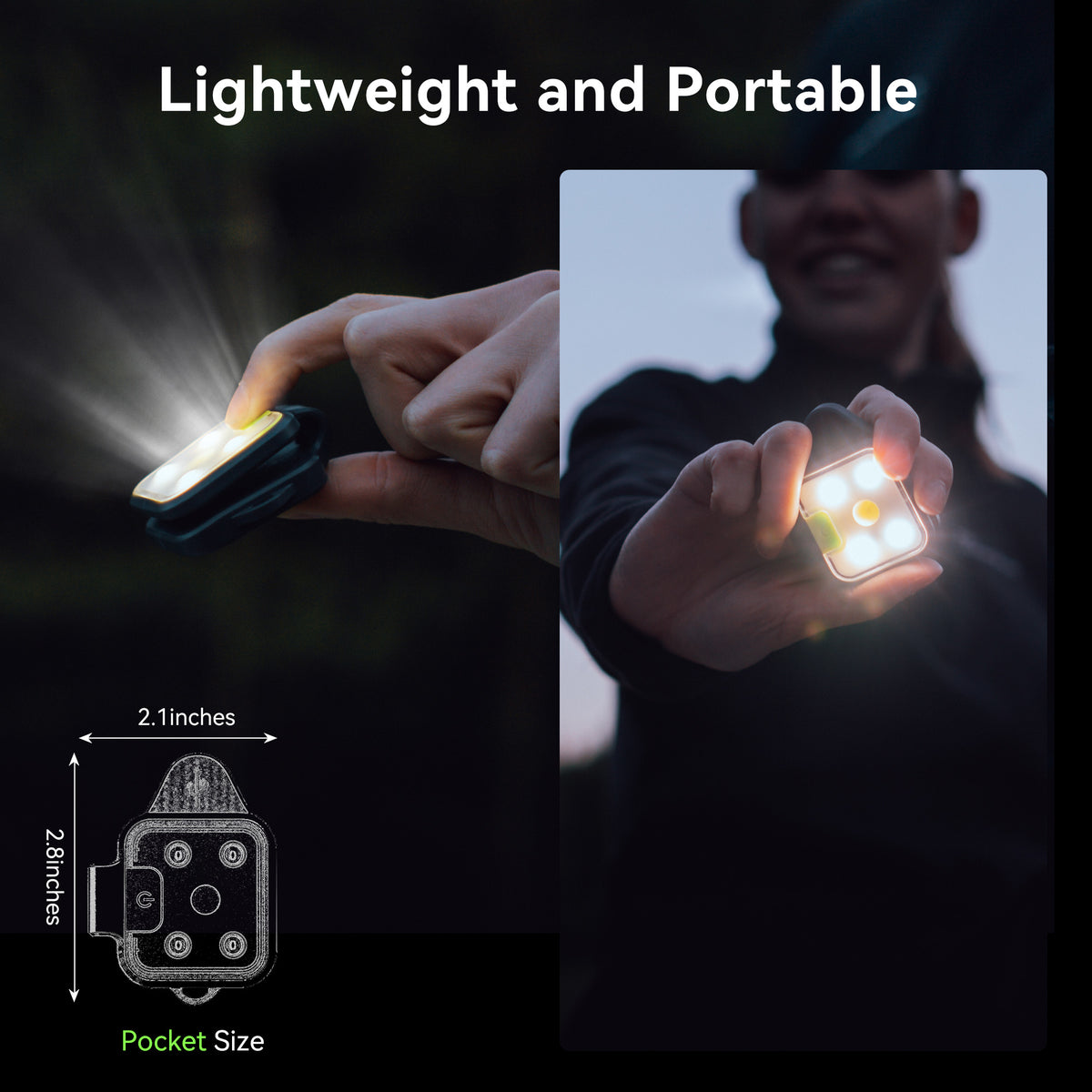 200 lumen clip-on running light with bright LED illumination for nighttime jogging, walking, and outdoor activities