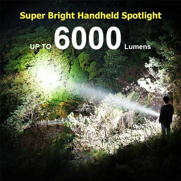 6000 Lumens LED Rechargeable Spotlight Overview