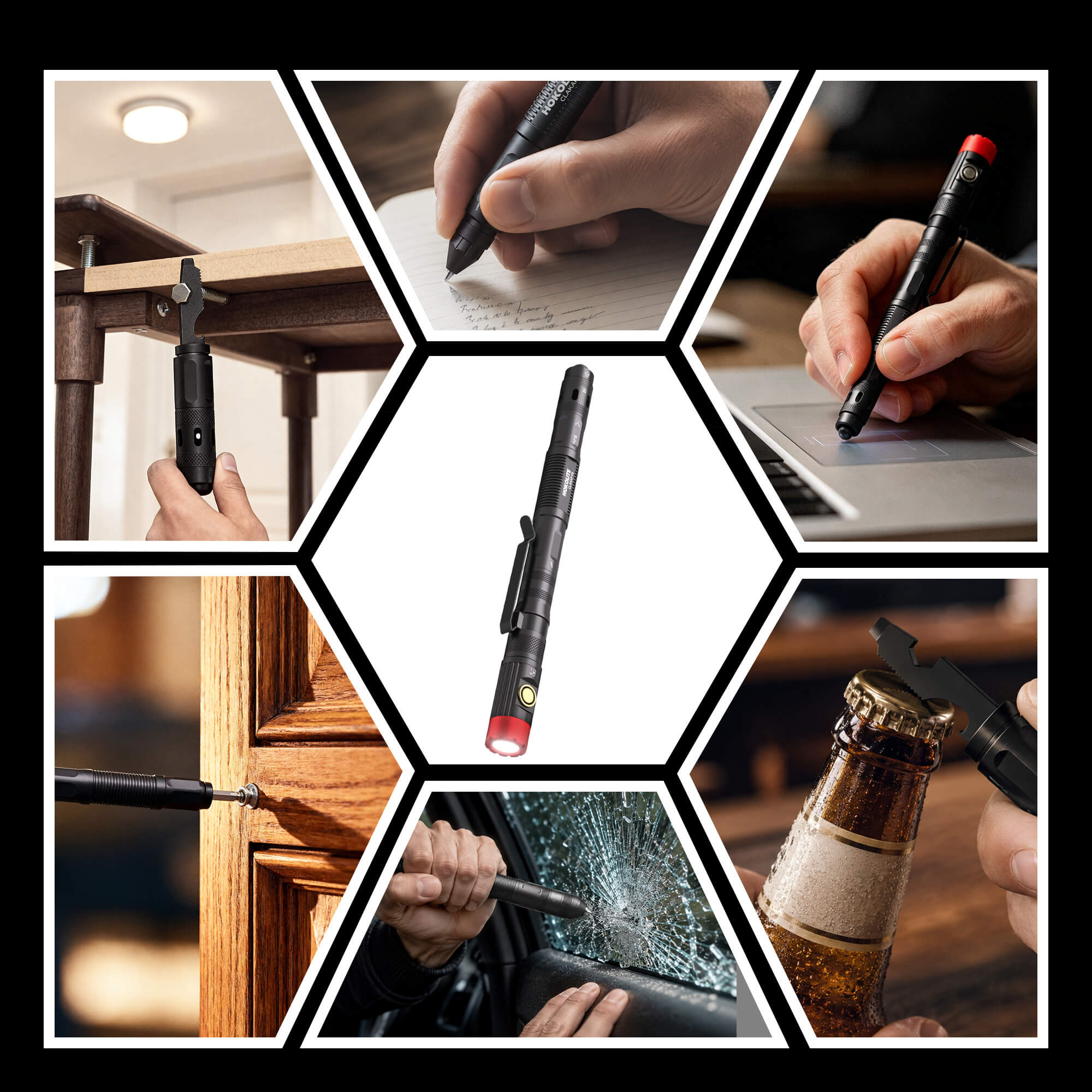 HOKOLITE CLAKAP P5 7-in-1 Rechargeable Multitool Pen Light for Inspection & Emergency