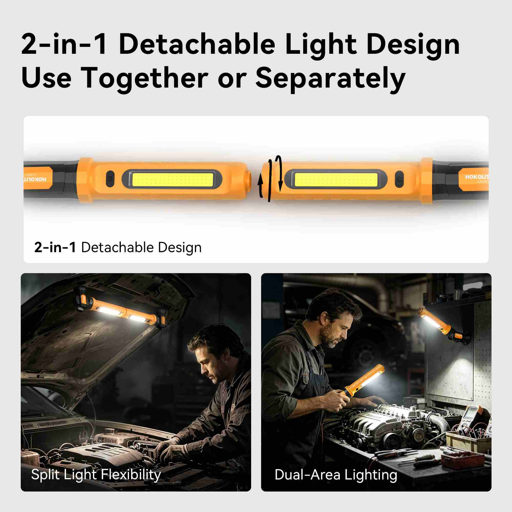 Hokolite CLAKAP U1 rechargeable work light with USB-C charging