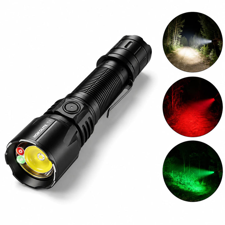 T1 - Three Color 2060LM  Long Throw High-Performance Rechargeable Hunting Flashlight  for Outdoor & Hunting