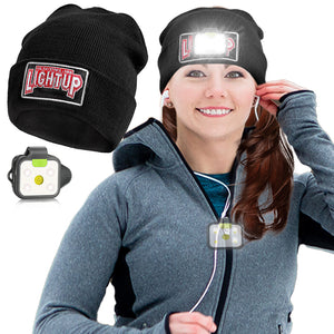 Brightest LED Headlamp With Beanies Hats For Man In Black