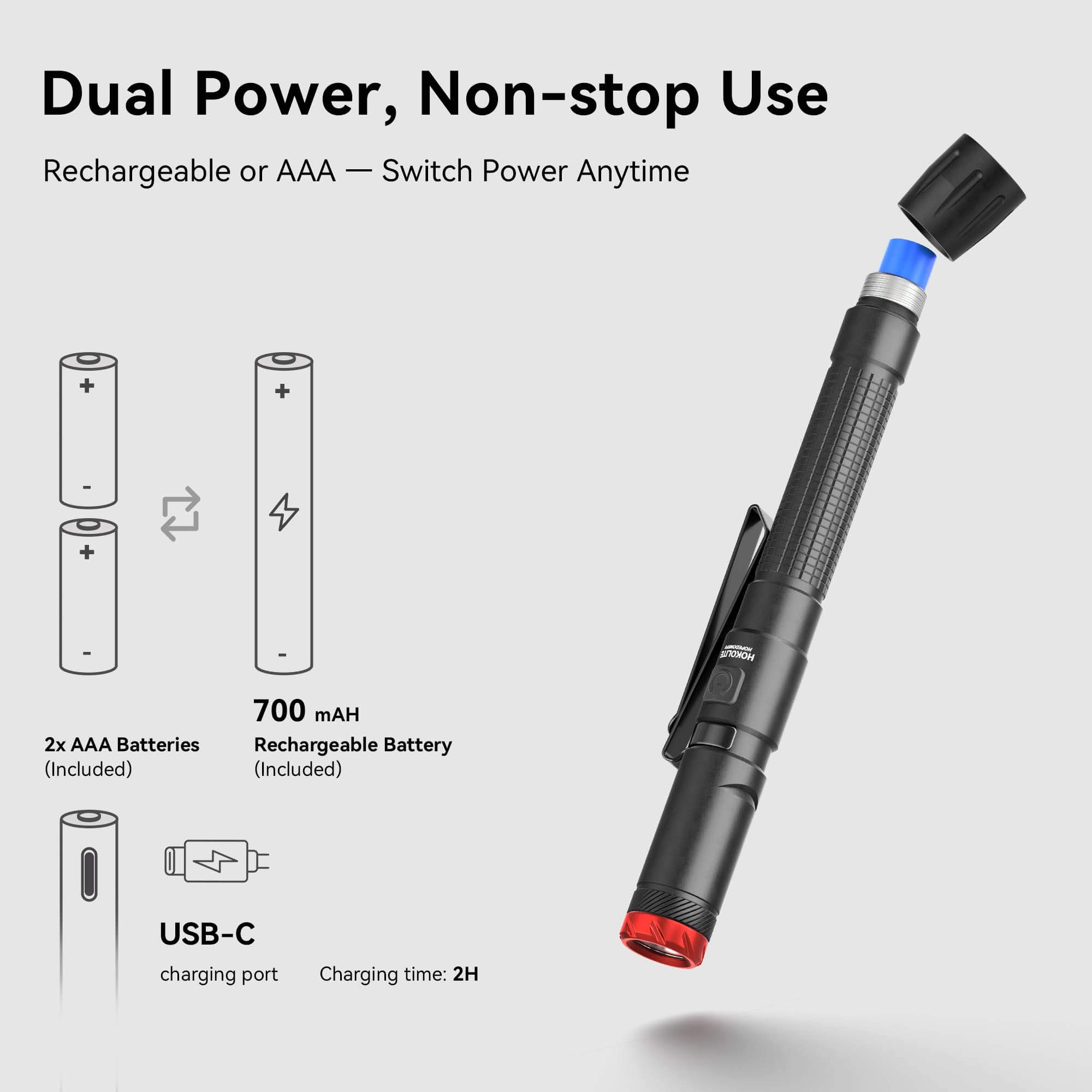 Hokolite Hopedone P2 magnetic tail flashlight for hands-free work