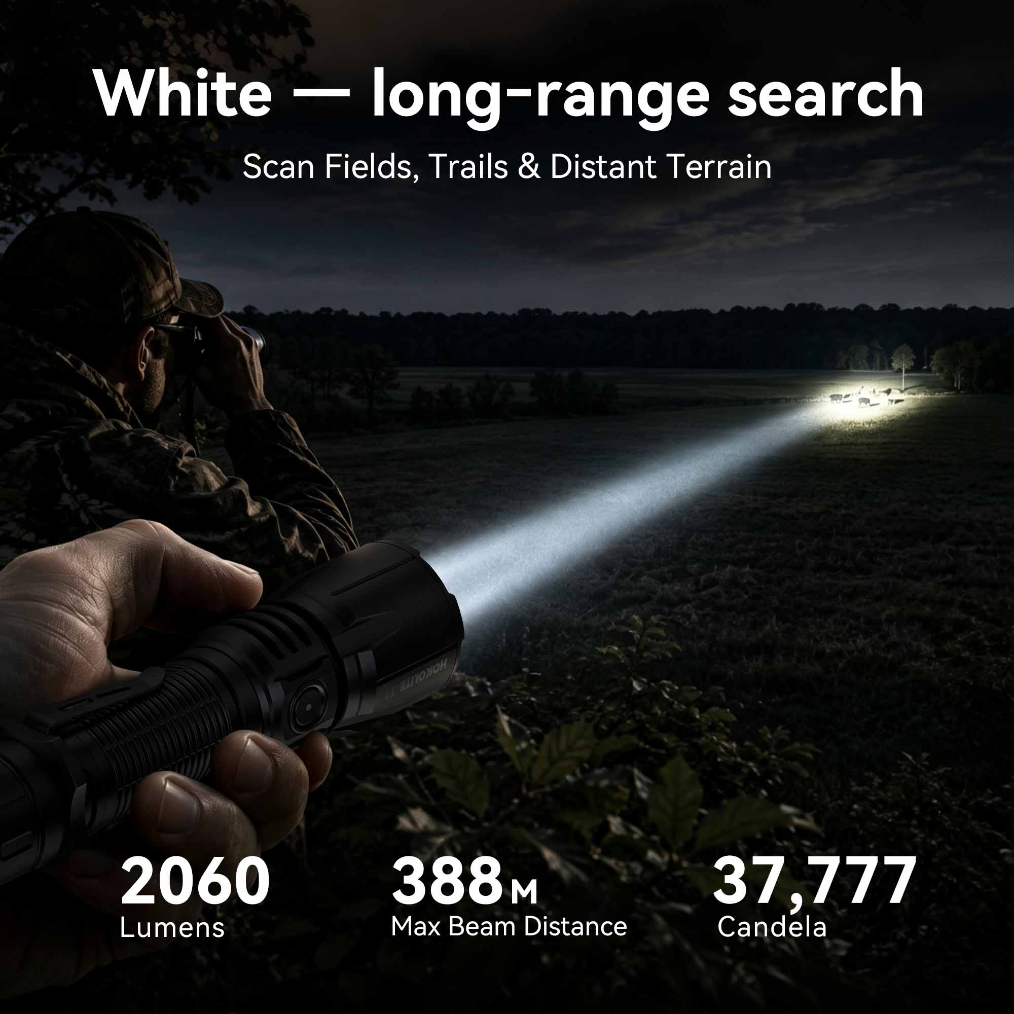 T1 - Three Color 2060LM  Long Throw High-Performance Rechargeable Hunting Flashlight  for Outdoor & Hunting