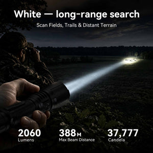 T1 - Three Color 2060LM  Long Throw High-Performance Rechargeable Hunting Flashlight  for Outdoor & Hunting