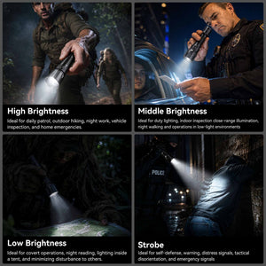 T1 - 2060LM Rechargeable Tactical Flashlight with White, Red & Green Light for Outdoor&Hunting
