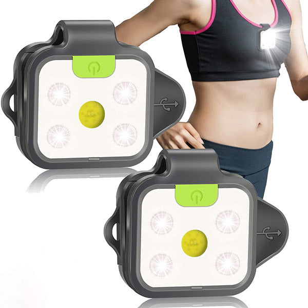 Running Light, 2Pack Clip On Running Lights for Runners at Night 4 Light  Modes USB Rechargeable LED Lights Wearable Small Lightweight Jogging Lights