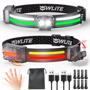 Xowl-Bright 1200 Lumens Multi-Color LED Headlamp with Light Strips 2 Pack