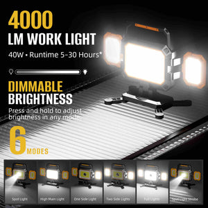 Hokolite Yonzi W5 4000 lumen magnetic work light for garage use