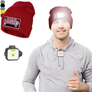 Brightest LED Headlamp With Beanies Hats For Man In Grey