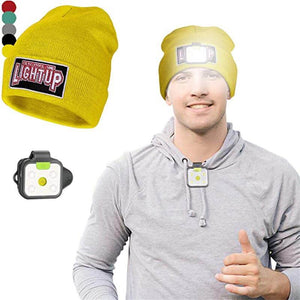 Brightest LED Headlamp With Beanies Hats For Man In Yellow