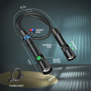 1800 Lumens Rechargeable Zoomable Neck Work Light Flashlight