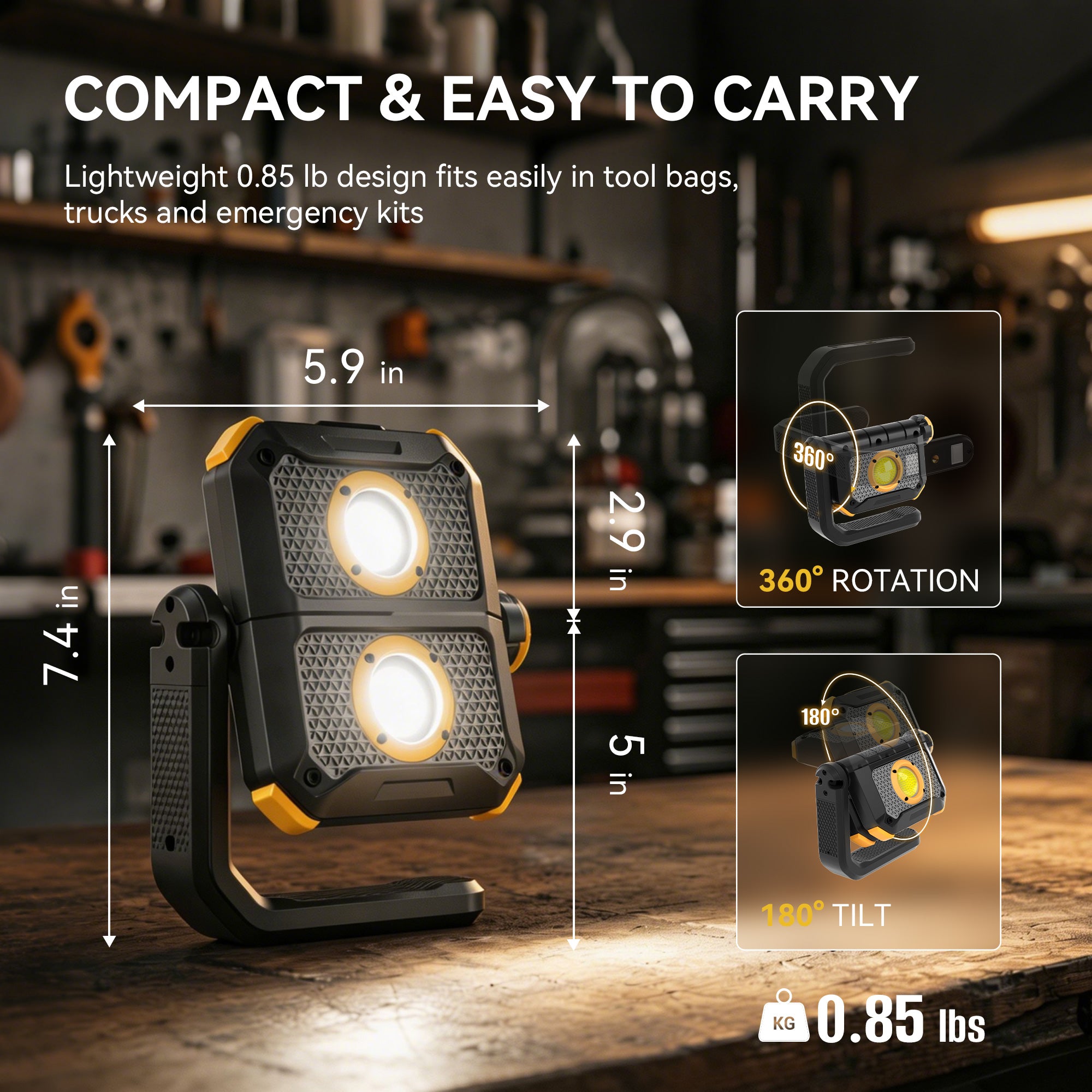 HOKOLITE 2500LM 360° Rotatable Magnetic Work Light&Power Bank - HOKOILN W1
