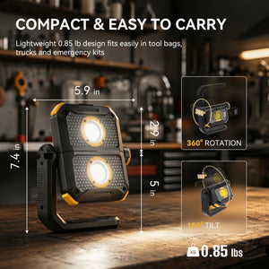 HOKOLITE 2500LM 360° Rotatable Magnetic Work Light&Power Bank - HOKOILN W1