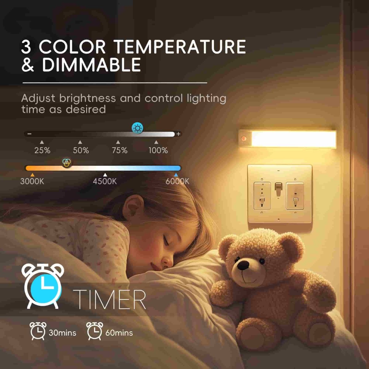 HOKOLITE 1466 - 3 - in - 1 Dimmable RGB Motion Sensor Light - 