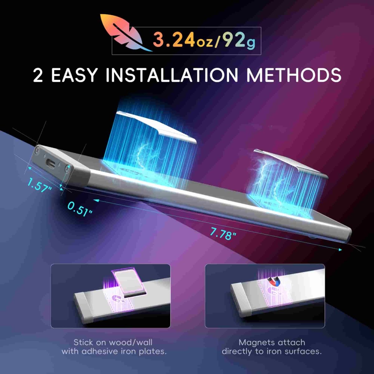 HOKOLITE 1466 - 3 - in - 1 Dimmable RGB Motion Sensor Light - 