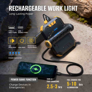 HOKOLITE HOKOILN W1 - 2500lumen 360° Rotatable Magnetic Work Light - 