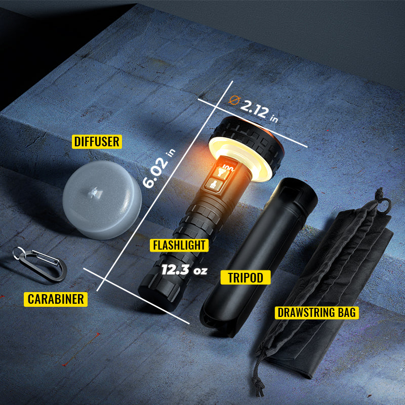 5000 Lumens Multifunctional Rechargeable Flashlight with Bidirectional Lighting