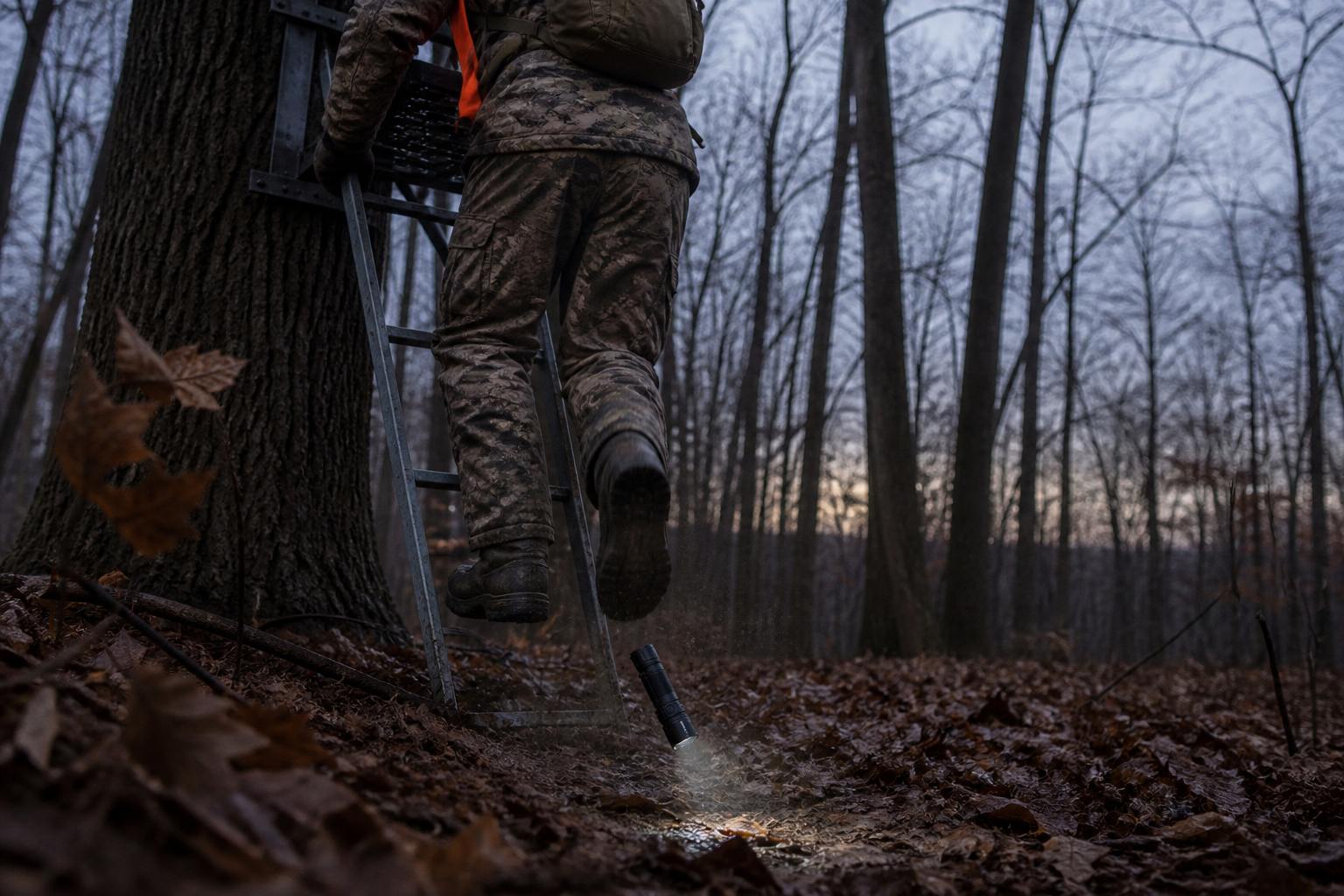 HOKOLITE T1 accidental field drop beside a tree stand ladder