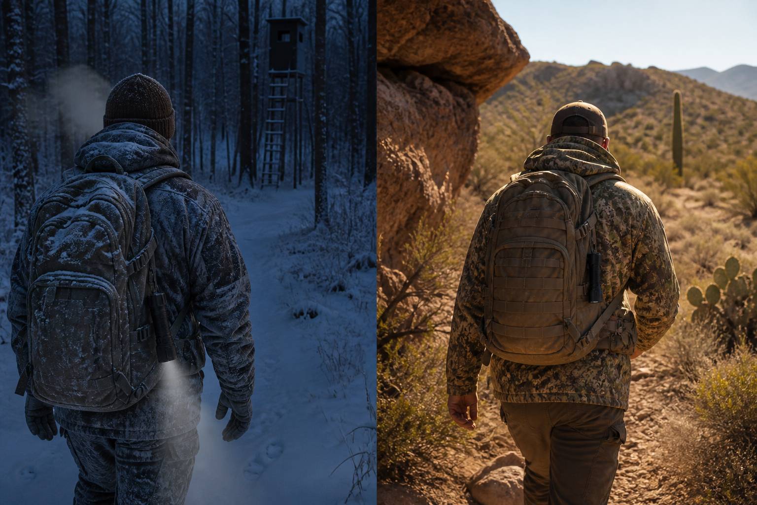 HOKOLITE T1 used in snowy and hot dry hunting conditions