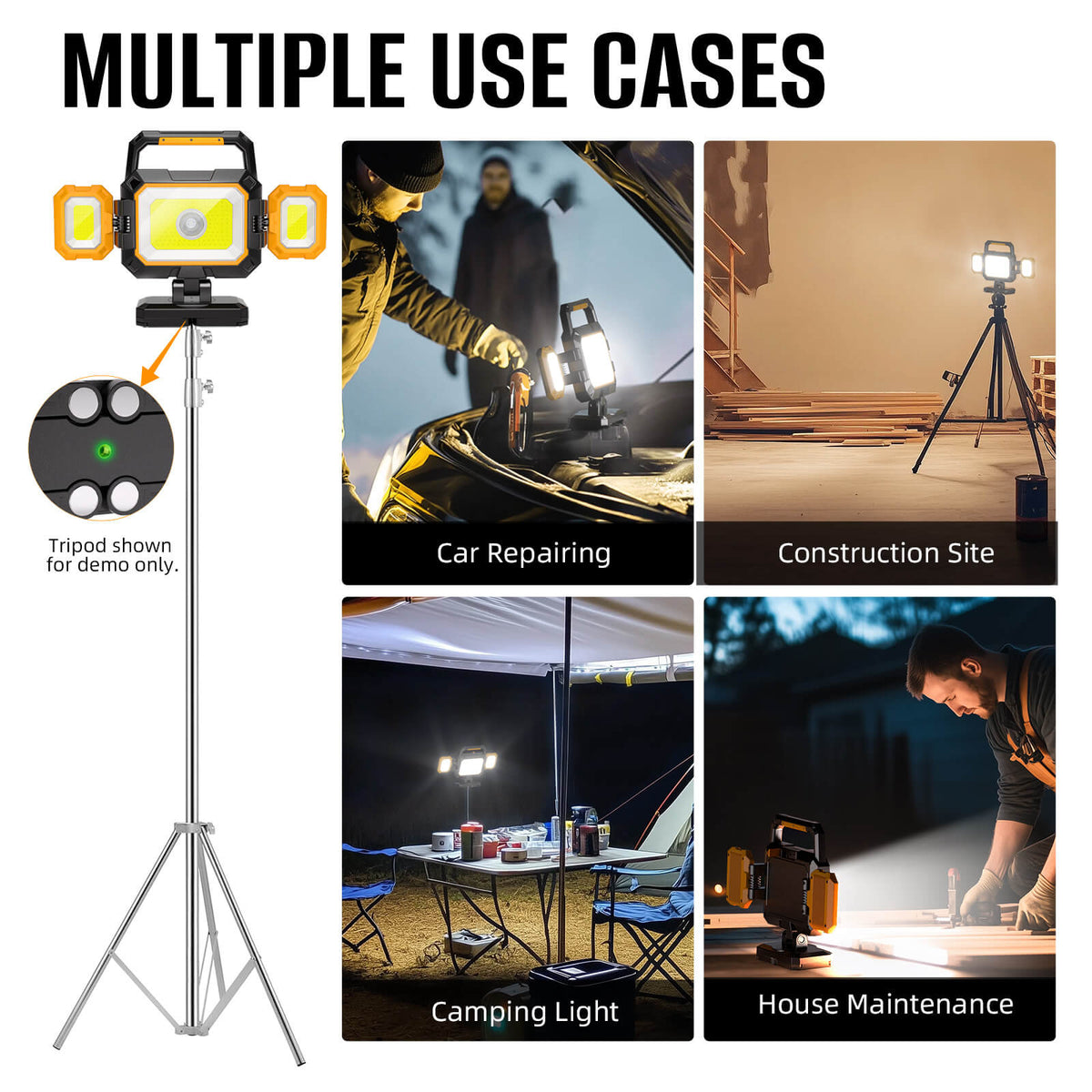 4000 Lumens 3-in-1 Rechargeable Work Light for Garage Workshop Jobsite YZONI W5